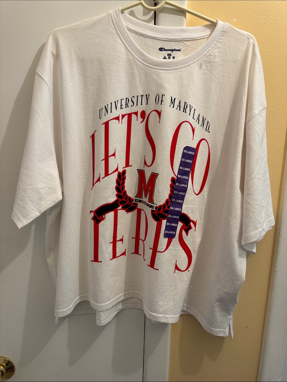 Champion White University of Maryland "Let's Go Terps" Graphic Tee